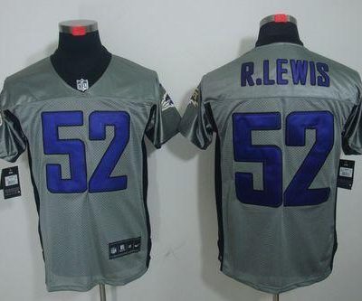 Nike Ravens #52 Ray Lewis Grey Shadow Stitched NFL Elite Jersey