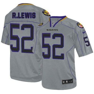 Nike Ravens #52 Ray Lewis Lights Out Grey Stitched NFL Elite Jersey