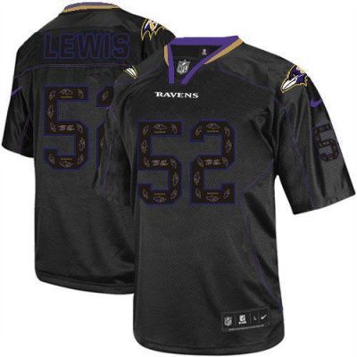 Nike Ravens #52 Ray Lewis New Lights Out Black Stitched NFL Elite Jersey