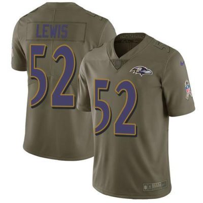 Nike Ravens #52 Ray Lewis Olive Stitched NFL Limited 2017 Salute To Service Jersey