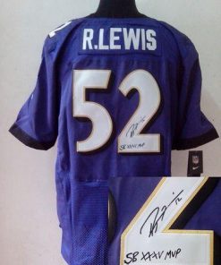 Nike Ravens #52 Ray Lewis Purple Team Color Stitched NFL Elite Autographed Jersey