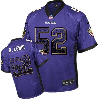 Nike Ravens #52 Ray Lewis Purple Team Color Stitched NFL Elite Drift Fashion Jersey
