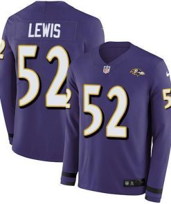 Nike Ravens #52 Ray Lewis Purple Team Color Stitched NFL Limited Therma Long Sleeve Jersey