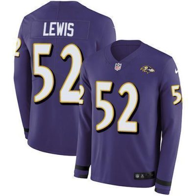 Nike Ravens #52 Ray Lewis Purple Team Color Stitched NFL Limited Therma Long Sleeve Jersey