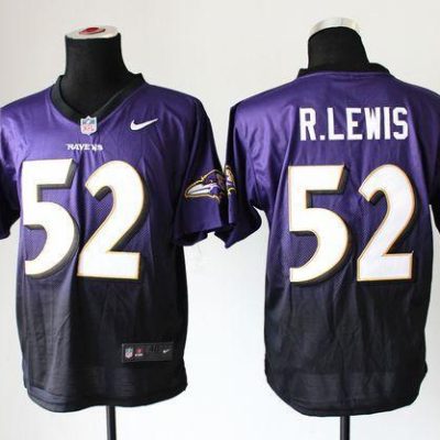 Nike Ravens #52 Ray Lewis Purple/Black Stitched NFL Elite Fadeaway Fashion Jersey