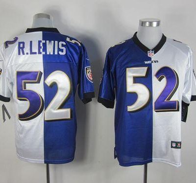 Nike Ravens #52 Ray Lewis Purple/White Stitched NFL Elite Split Jersey