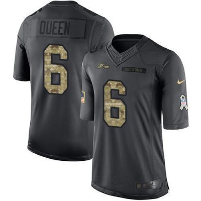 Nike Ravens #6 Patrick Queen Black Stitched NFL Limited 2016 Salute To Service Jersey