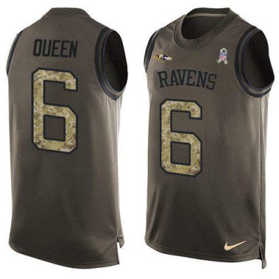 Nike Ravens #6 Patrick Queen Green Stitched NFL Limited Salute To Service Tank Top Jersey