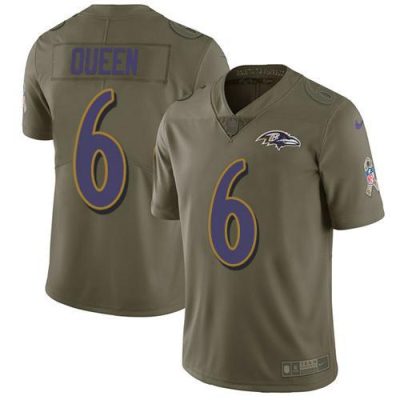 Nike Ravens #6 Patrick Queen Olive Stitched NFL Limited 2017 Salute To Service Jersey