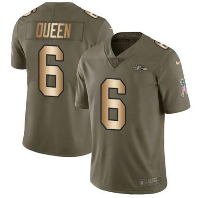Nike Ravens #6 Patrick Queen Olive/Gold Stitched NFL Limited 2017 Salute To Service Jersey
