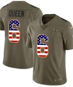 Nike Ravens #6 Patrick Queen Olive/USA Flag Stitched NFL Limited 2017 Salute To Service Jersey