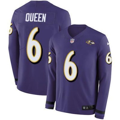 Nike Ravens #6 Patrick Queen Purple Team Color Stitched NFL Limited Therma Long Sleeve Jersey