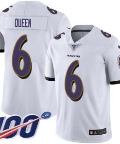 Nike Ravens #6 Patrick Queen White Stitched NFL 100th Season Vapor Untouchable Limited Jersey