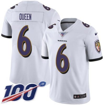 Nike Ravens #6 Patrick Queen White Stitched NFL 100th Season Vapor Untouchable Limited Jersey