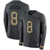 Nike Ravens #8 Lamar Jackson Anthracite Salute To Service Stitched NFL Limited Therma Long Sleeve Jersey