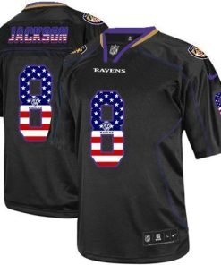 Nike Ravens #8 Lamar Jackson Black Stitched NFL Elite USA Flag Fashion Jersey