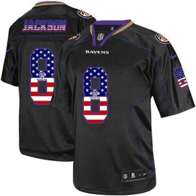 Nike Ravens #8 Lamar Jackson Black Stitched NFL Elite USA Flag Fashion Jersey