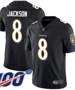 Nike Ravens #8 Lamar Jackson Black Alternate Stitched NFL 100th Season Vapor Limited Jersey