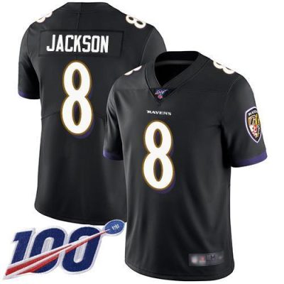 Nike Ravens #8 Lamar Jackson Black Alternate Stitched NFL 100th Season Vapor Limited Jersey
