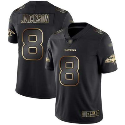 Nike Ravens #8 Lamar Jackson Black/Gold Stitched NFL Vapor Untouchable Limited Jersey