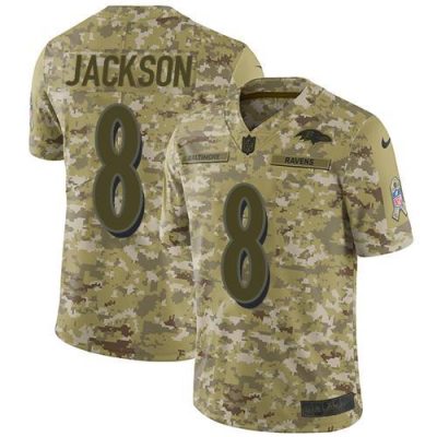 Nike Ravens #8 Lamar Jackson Camo Stitched NFL Limited 2018 Salute To Service Jersey