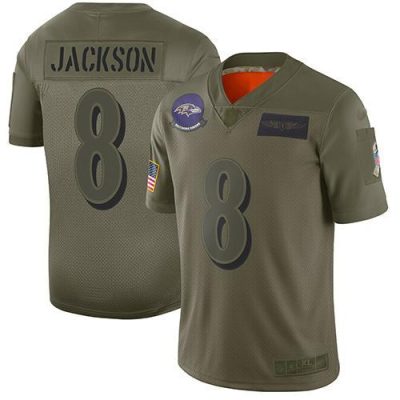 Nike Ravens #8 Lamar Jackson Camo Stitched NFL Limited 2019 Salute To Service Jersey