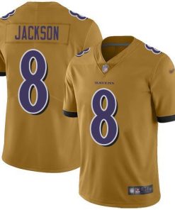 Nike Ravens #8 Lamar Jackson Gold Stitched NFL Limited Inverted Legend Jersey