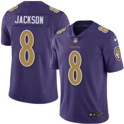 Nike Ravens #8 Lamar Jackson Purple Stitched NFL Limited Rush Jersey
