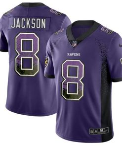 Nike Ravens #8 Lamar Jackson Purple Team Color Stitched NFL Limited Rush Drift Fashion Jersey