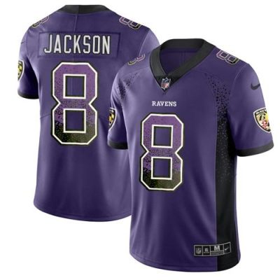 Nike Ravens #8 Lamar Jackson Purple Team Color Stitched NFL Limited Rush Drift Fashion Jersey