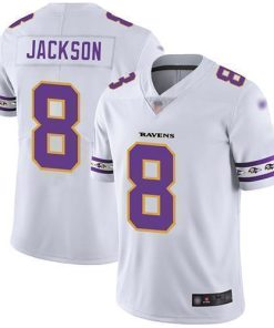 Nike Ravens #8 Lamar Jackson White Stitched NFL Limited Team Logo Fashion Jersey
