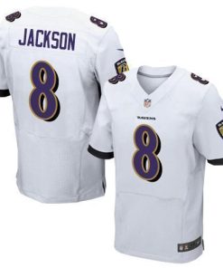 Nike Ravens #8 Lamar Jackson White Stitched NFL New Elite Jersey