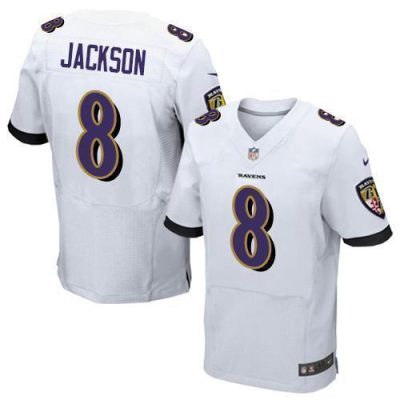 Nike Ravens #8 Lamar Jackson White Stitched NFL New Elite Jersey