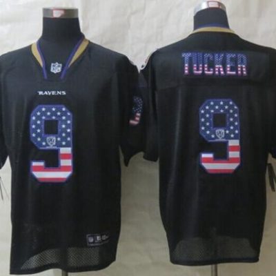 Nike Ravens #9 Justin Tucker Black Stitched NFL Elite USA Flag Fashion Jersey