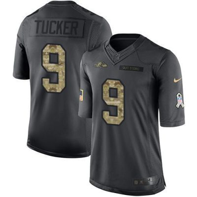 Nike Ravens #9 Justin Tucker Black Stitched NFL Limited 2016 Salute To Service Jersey