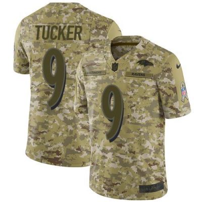 Nike Ravens #9 Justin Tucker Camo Stitched NFL Limited 2018 Salute To Service Jersey