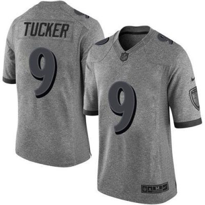 Nike Ravens #9 Justin Tucker Gray Stitched NFL Limited Gridiron Gray Jersey