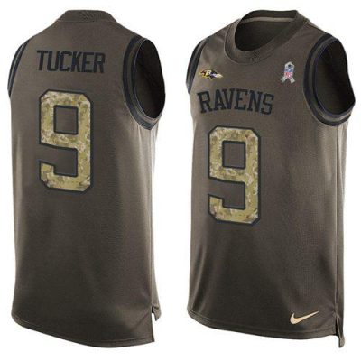Nike Ravens #9 Justin Tucker Green Stitched NFL Limited Salute To Service Tank Top Jersey