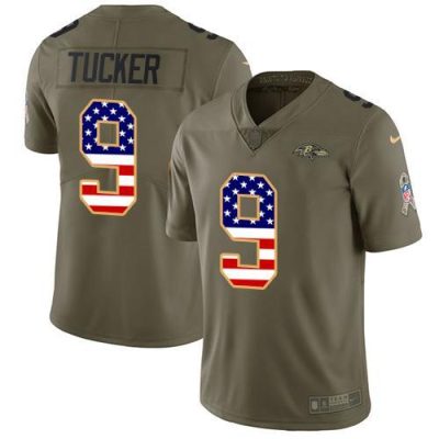Nike Ravens #9 Justin Tucker Olive/USA Flag Stitched NFL Limited 2017 Salute To Service Jersey