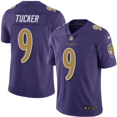 Nike Ravens #9 Justin Tucker Purple Stitched NFL Limited Rush Jersey