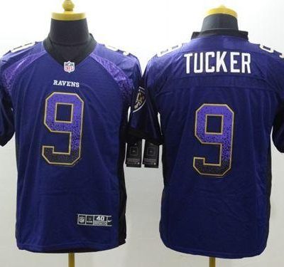 Nike Ravens #9 Justin Tucker Purple Team Color Stitched NFL Elite Drift Fashion Jersey
