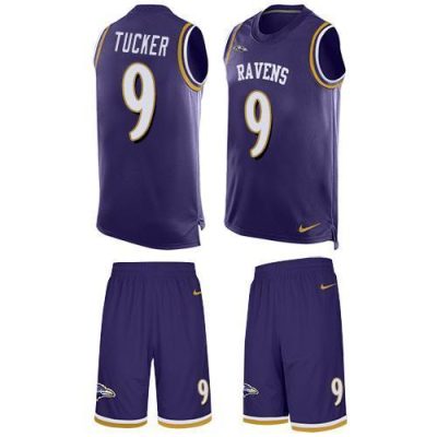 Nike Ravens #9 Justin Tucker Purple Team Color Stitched NFL Limited Tank Top Suit Jersey