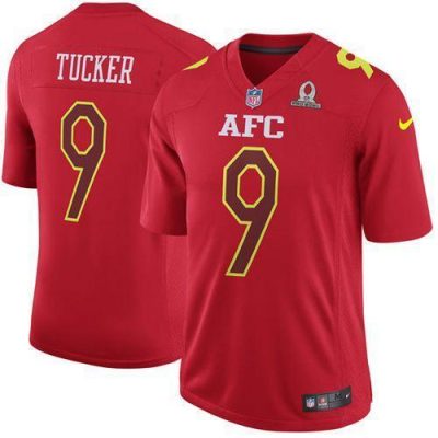 Nike Ravens #9 Justin Tucker Red Stitched NFL Game AFC 2017 Pro Bowl Jersey