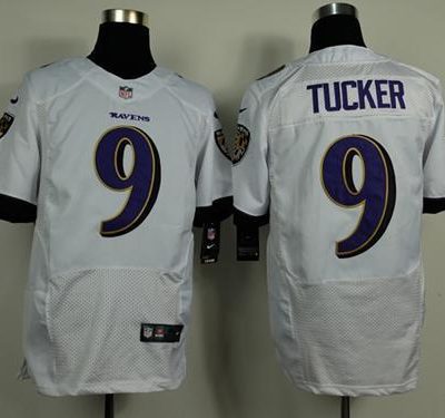 Nike Ravens #9 Justin Tucker White Stitched NFL New Elite Jersey
