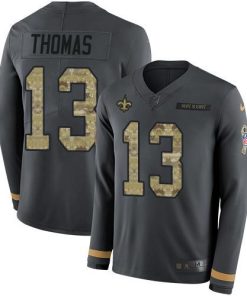Nike Saints #13 Michael Thomas Anthracite Salute To Service Stitched NFL Limited Therma Long Sleeve Jersey