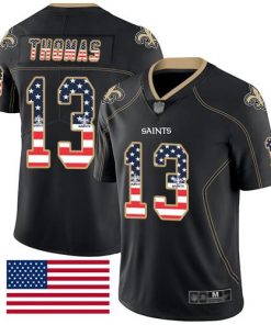 Nike Saints #13 Michael Thomas Black Stitched NFL Limited Rush USA Flag Jersey