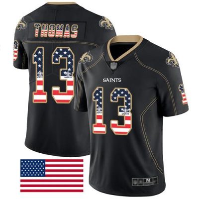Nike Saints #13 Michael Thomas Black Stitched NFL Limited Rush USA Flag Jersey