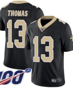Nike Saints #13 Michael Thomas Black Team Color Stitched NFL 100th Season Vapor Limited Jersey