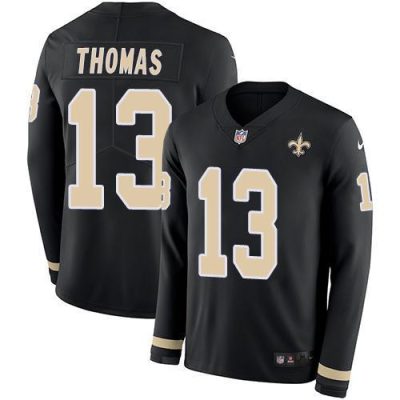 Nike Saints #13 Michael Thomas Black Team Color Stitched NFL Limited Therma Long Sleeve Jersey