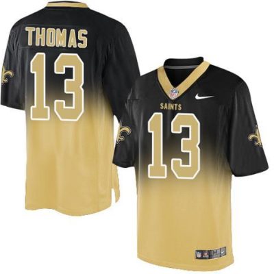 Nike Saints #13 Michael Thomas Black/Gold Stitched NFL Elite Fadeaway Fashion Jersey